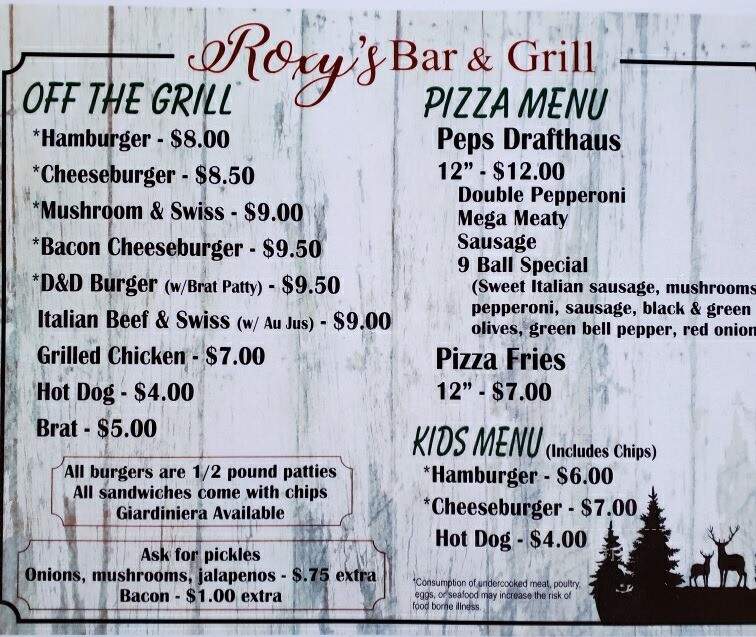 Roxy's Bar & Grill - Glidden, WI menu_pic