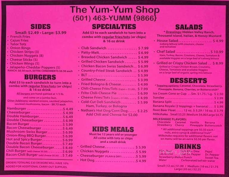 Yum Yum - Mountain Pine, AR menu_pic