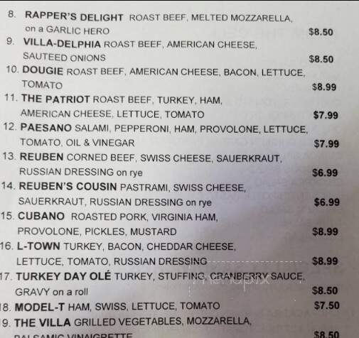Villa Deli & Catering - Levittown, NY menu_pic