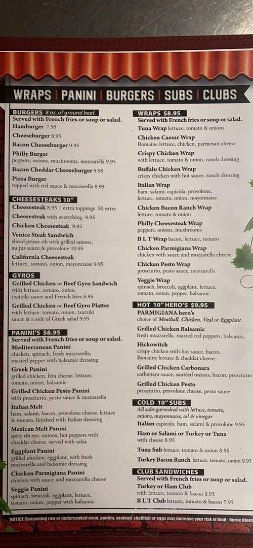 Villa Venice - Oxford, NJ menu_pic