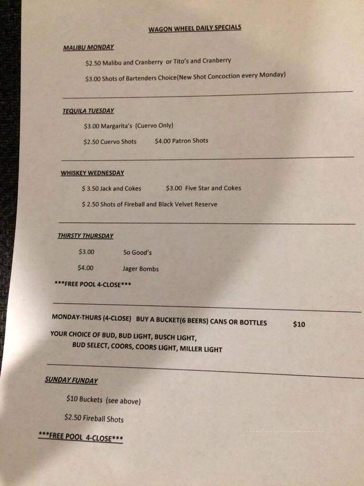 Wagon Wheel Tap - Washington, IA menu_pic
