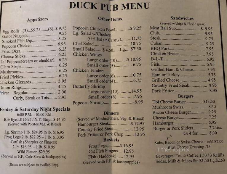 Duck Pub - Okeechobee, FL menu_pic