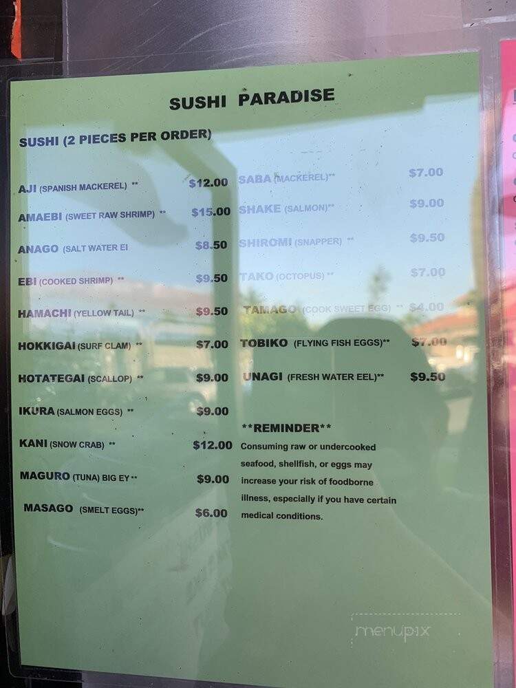Sushi Paradise - Kihei, HI menu_pic