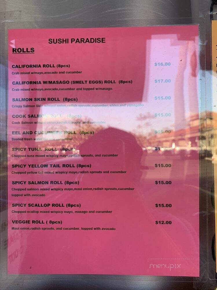 Sushi Paradise - Kihei, HI menu_pic
