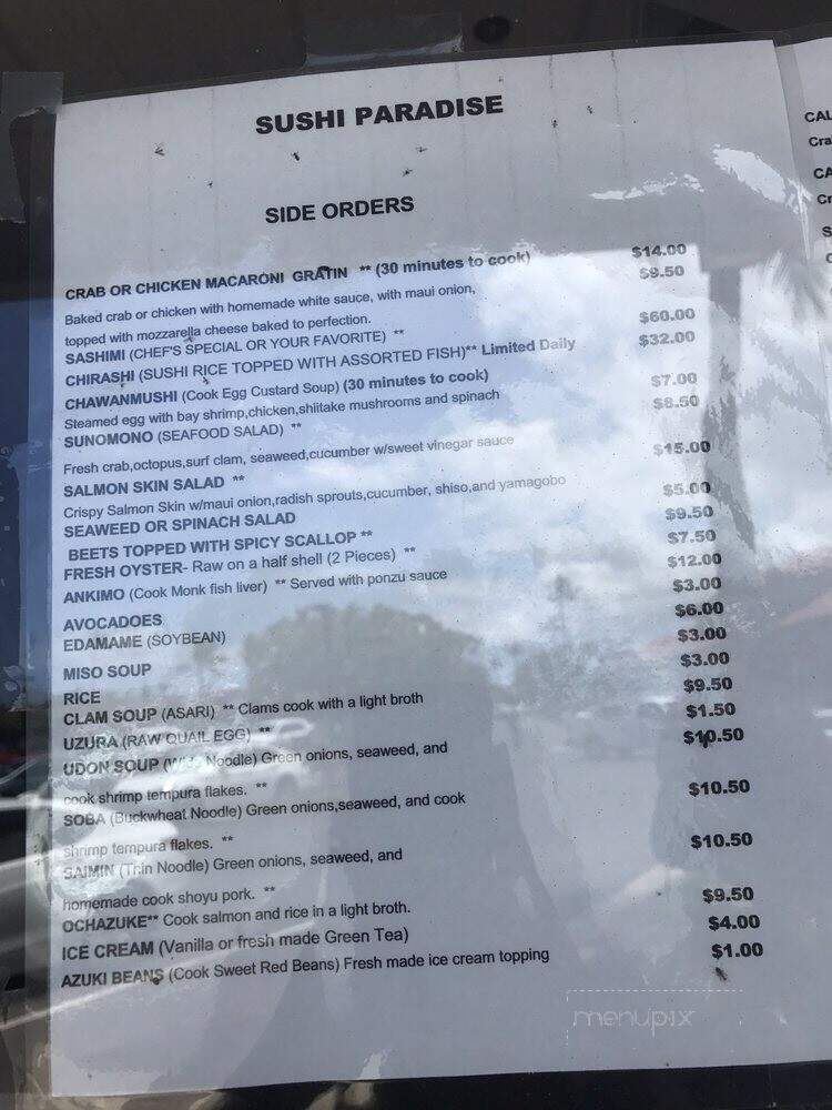 Sushi Paradise - Kihei, HI menu_pic