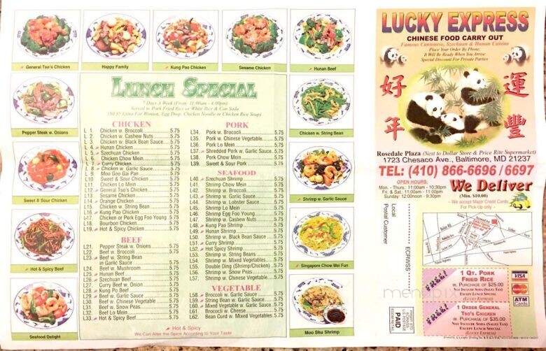 Lucky Express - Rosedale, MD menu_pic