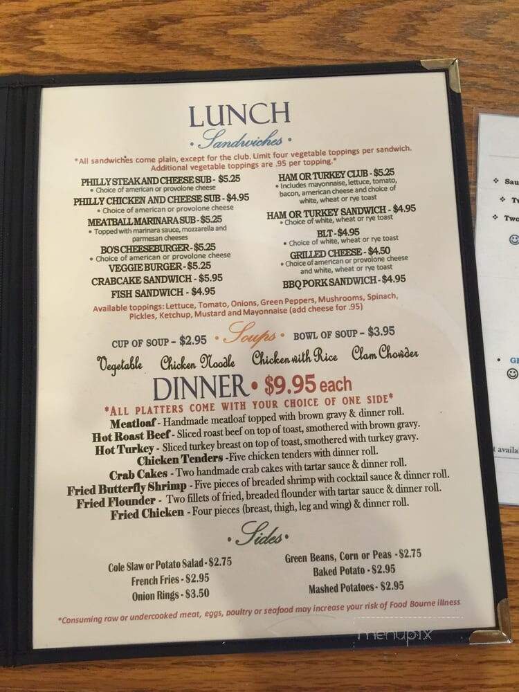 Bo's Cafe - King George, VA menu_pic