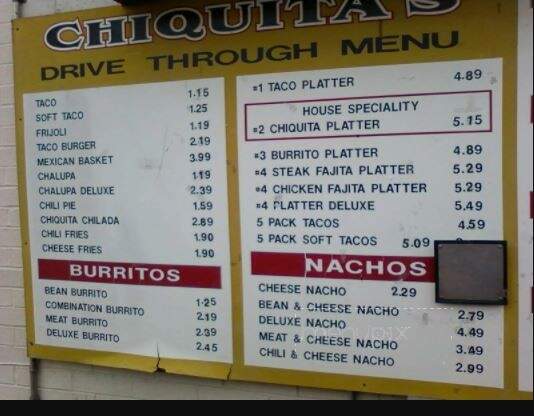 Chiquita's - Mena, AR menu_pic