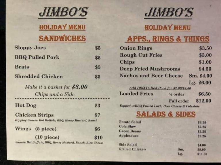 Jimbo's Burgers and Beer - South Bloomingville, OH