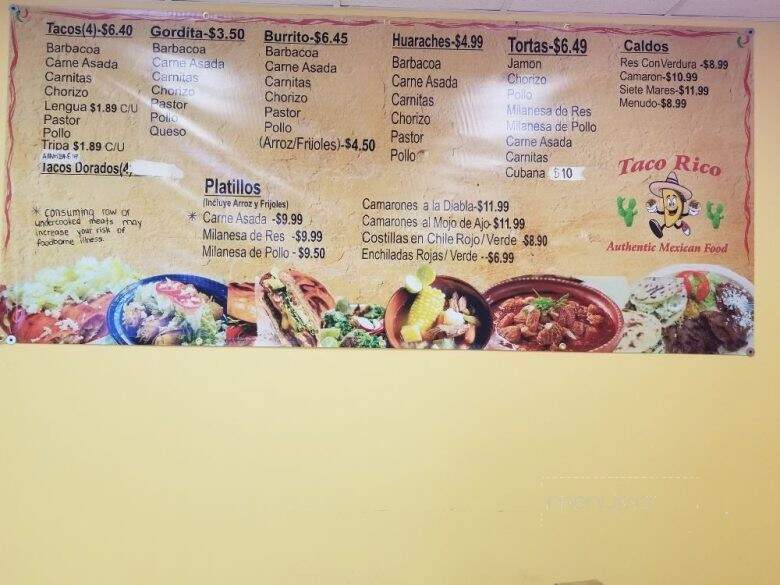 Taco Rico Taqueria - Winston-Salem, NC menu_pic