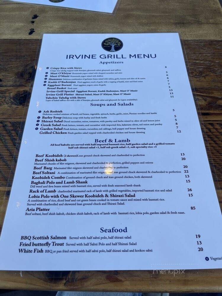 Irvine Grill - Irvine, CA menu_pic