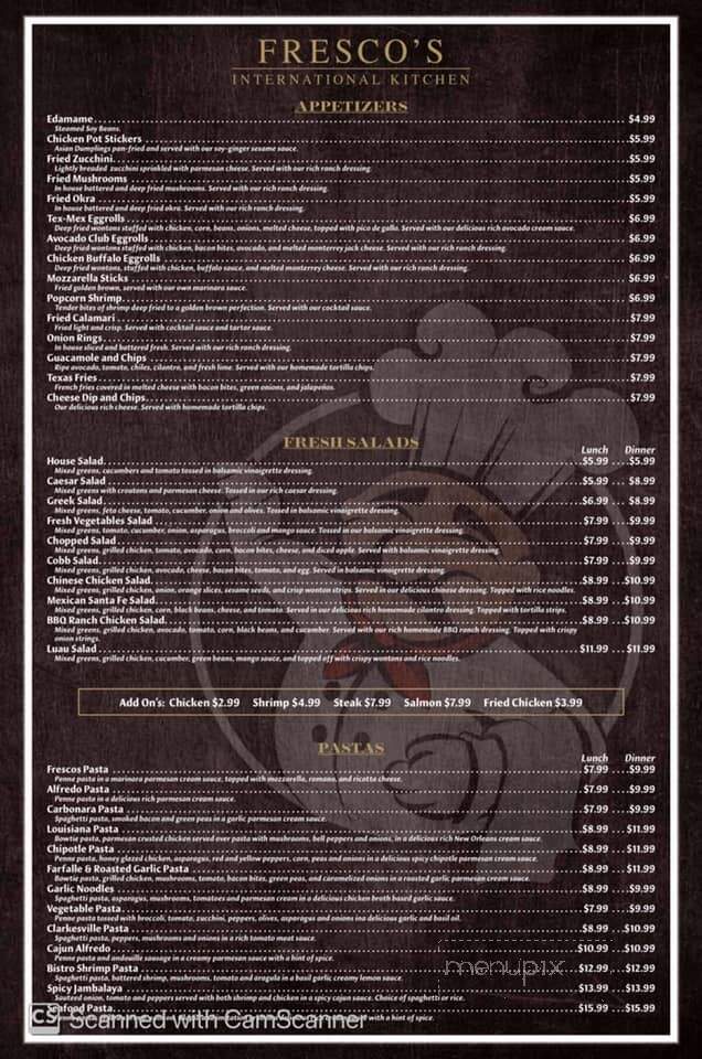 Fresco's Restaurant - Cornelia, GA menu_pic