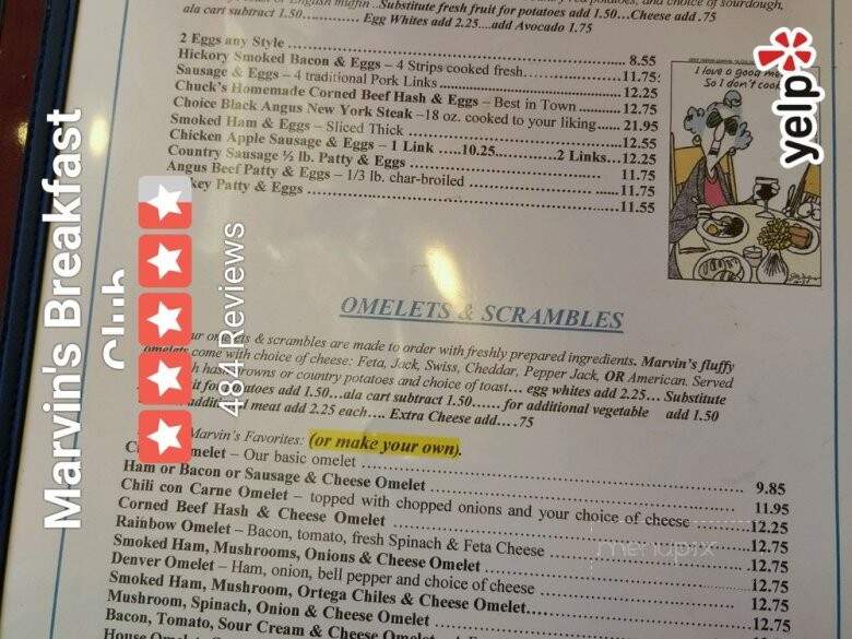 Marvin's Restaurant - Novato, CA menu_pic