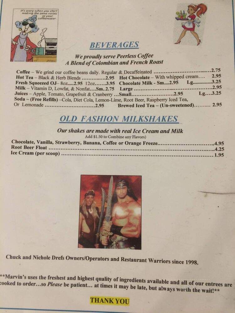 Marvin's Restaurant - Novato, CA menu_pic
