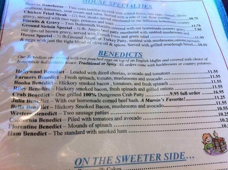 Marvin's Restaurant - Novato, CA menu_pic