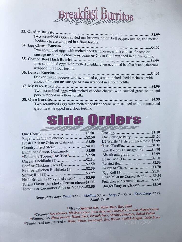My Place - Sierra Vista, AZ menu_pic