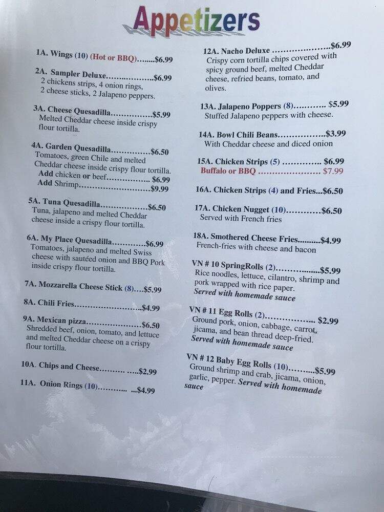 My Place - Sierra Vista, AZ menu_pic