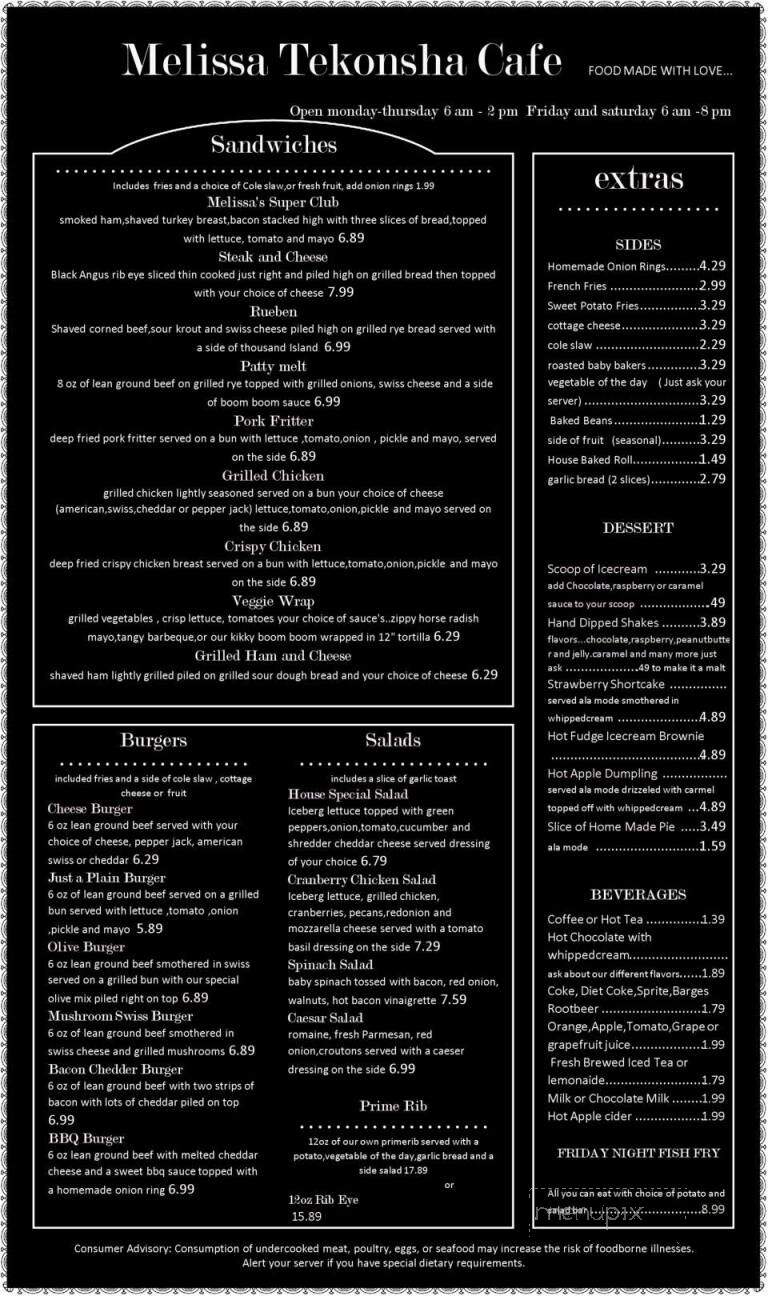 Tekonsha Cafe - Tekonsha, MI menu_pic