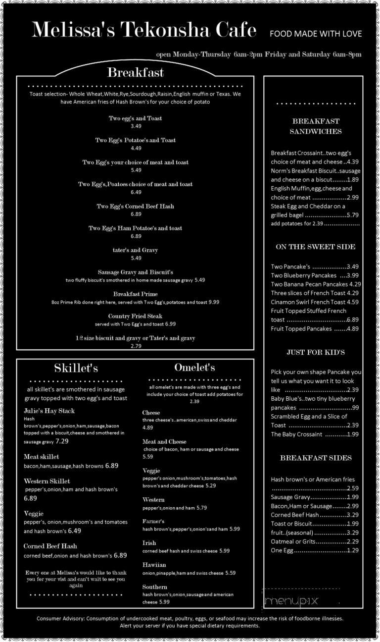 Tekonsha Cafe - Tekonsha, MI menu_pic