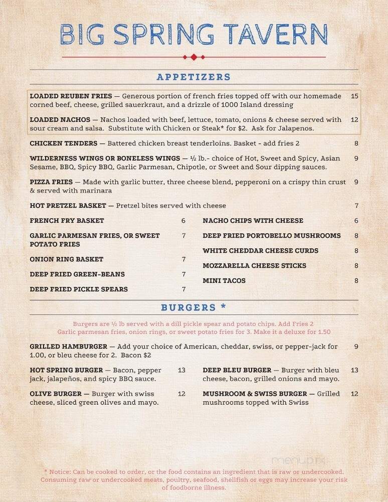 Big Spring Inn - Manistique, MI menu_pic