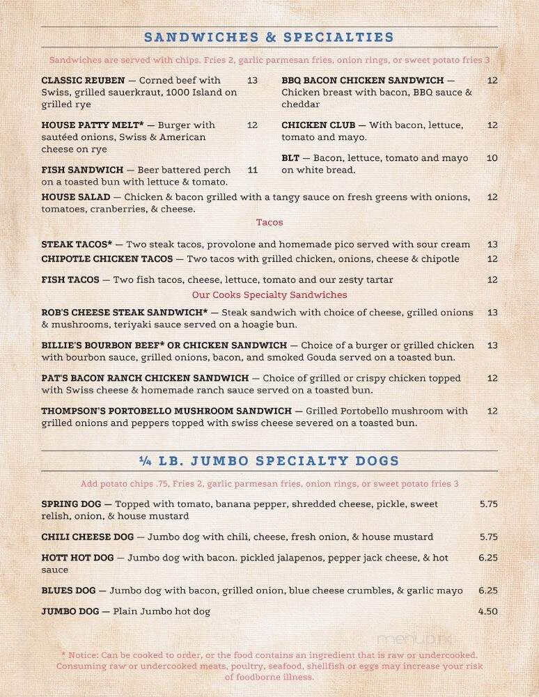 Big Spring Inn - Manistique, MI menu_pic