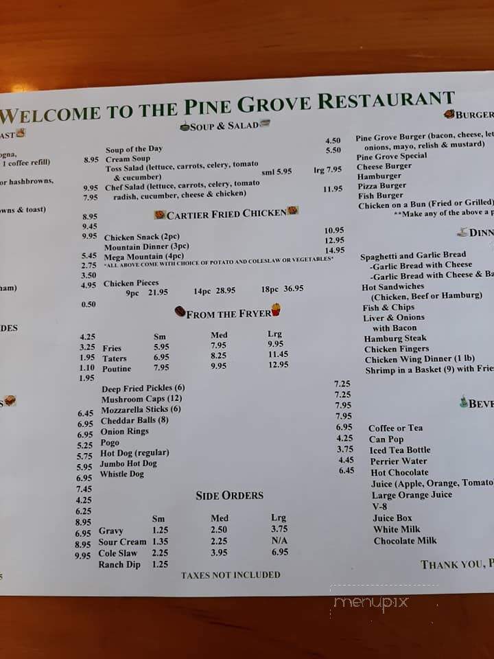 Pine Grove Plaza - Cartier, ON menu_pic