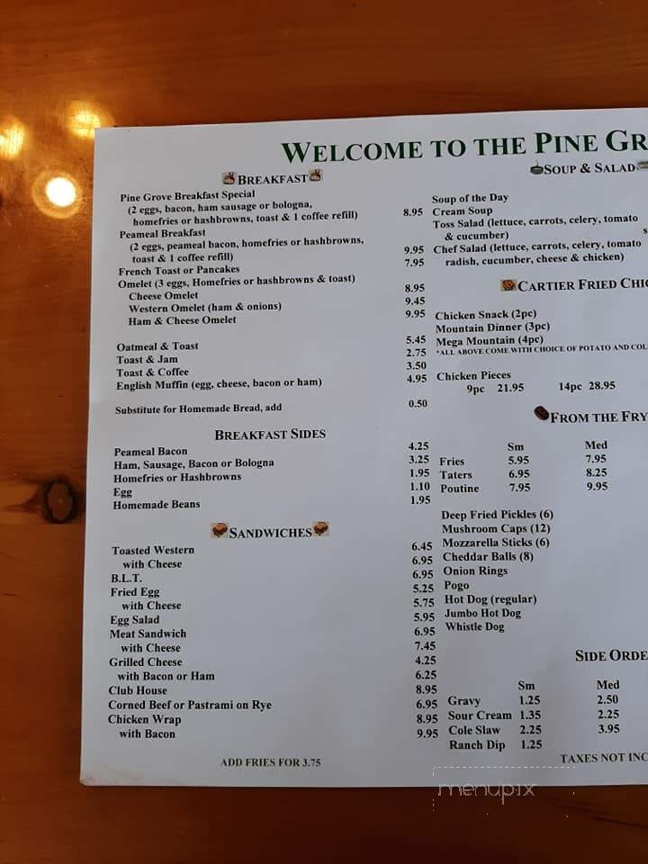 Pine Grove Plaza - Cartier, ON menu_pic