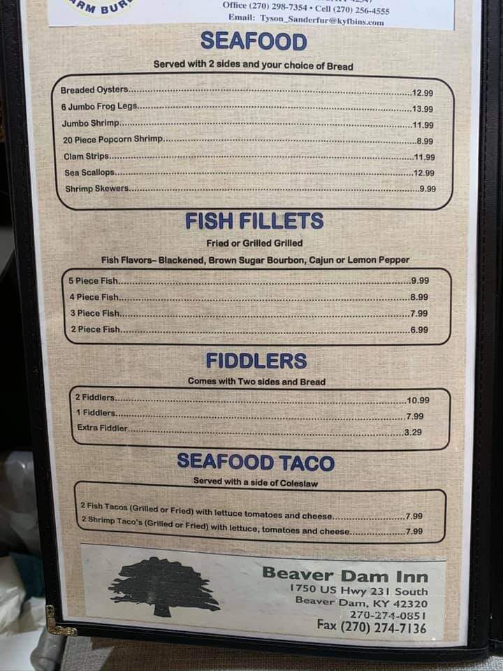 Beaver Dam Cafe - Beaver Dam, KY menu_pic