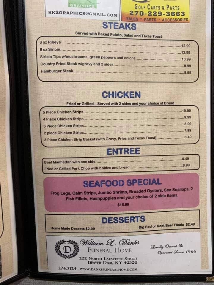 Beaver Dam Cafe - Beaver Dam, KY menu_pic
