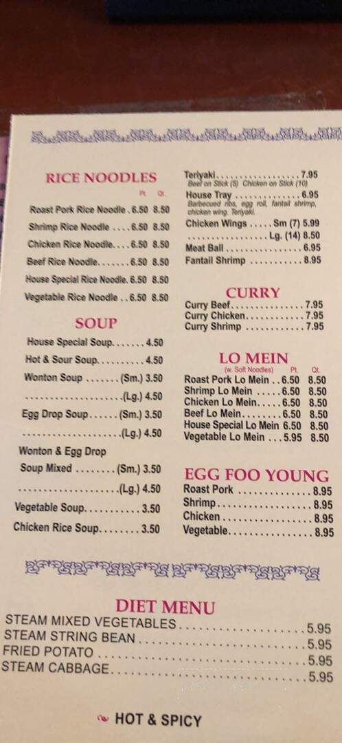 East Wind Restaurant - Pembroke, NC menu_pic