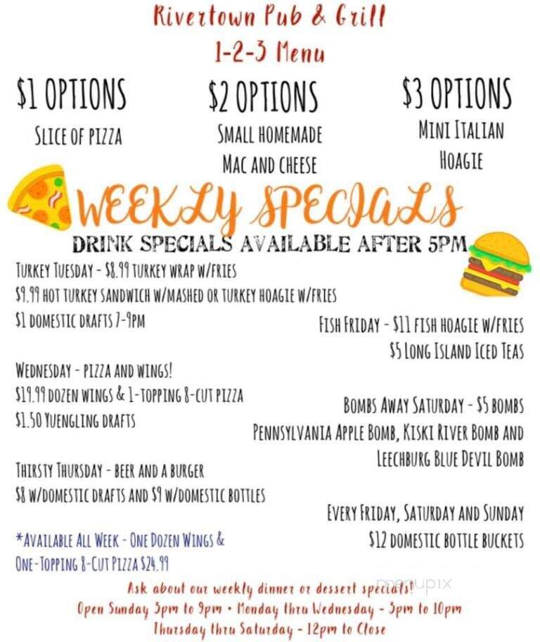 Rivertown Pub - Leechburg, PA menu_pic