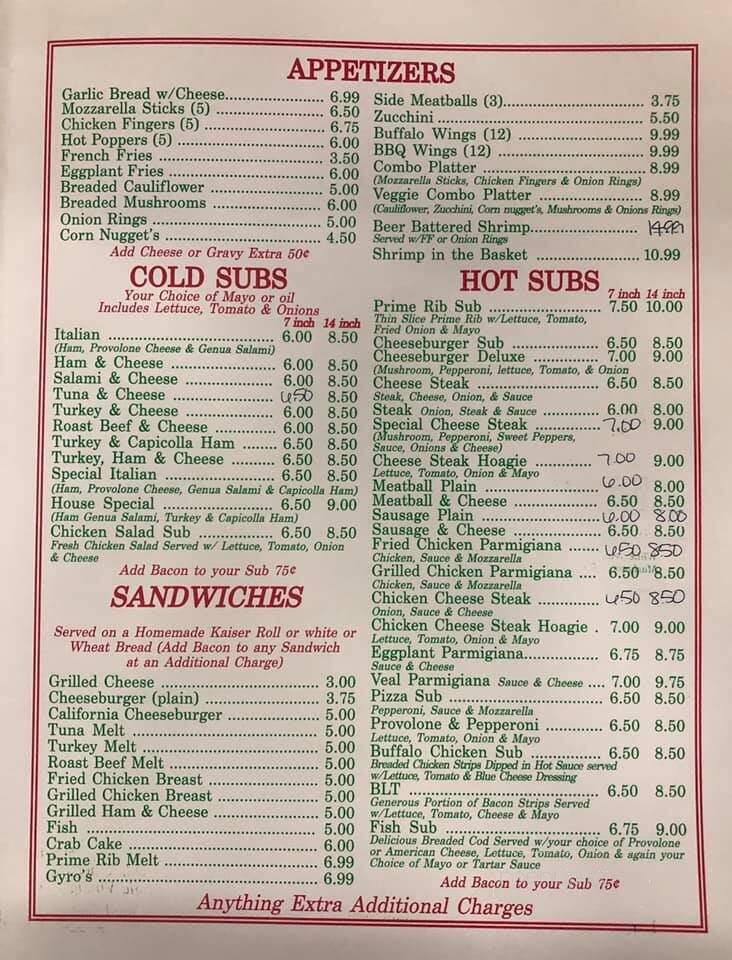 Schiano's Italian Restaurant - Berrysburg, PA menu_pic