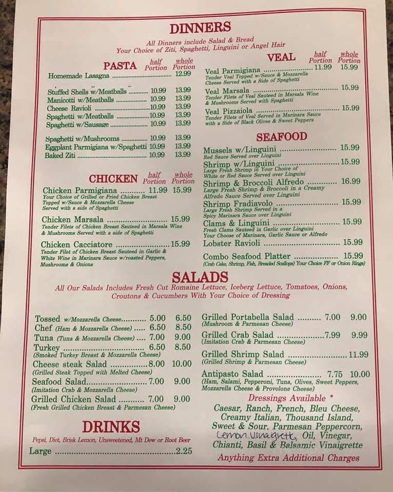 Schiano's Italian Restaurant - Berrysburg, PA menu_pic