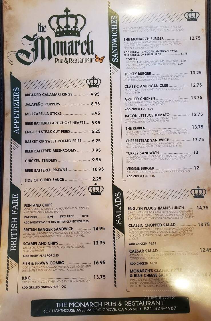 The Monarch Pub & Restaurant - Pacific Grove, CA menu_pic