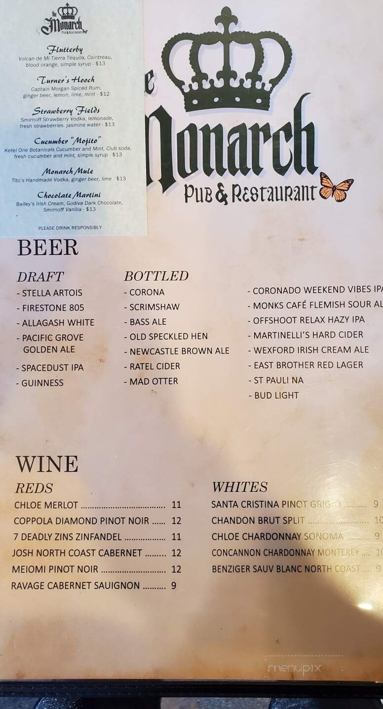 The Monarch Pub & Restaurant - Pacific Grove, CA menu_pic