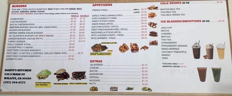 101 Burgers and More - Willits, CA menu_pic