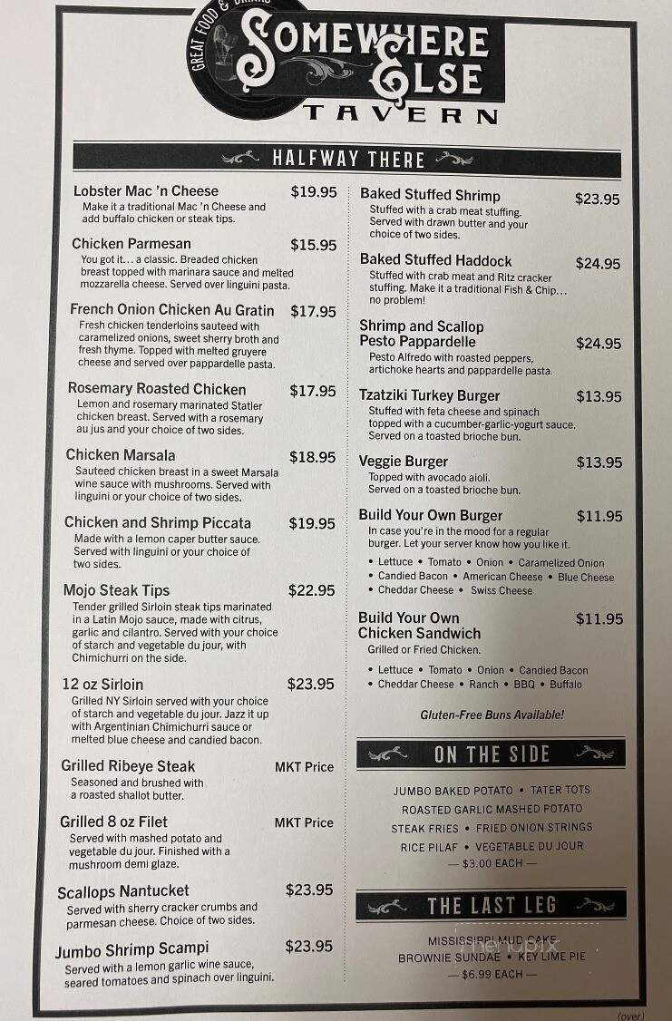 Somewhere Else Tavern - Pembroke, MA menu_pic