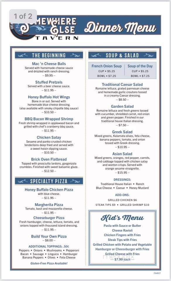 Somewhere Else Tavern - Pembroke, MA menu_pic