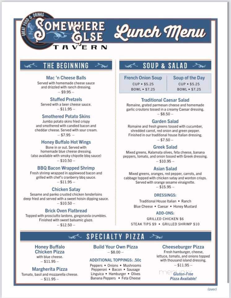 Somewhere Else Tavern - Pembroke, MA menu_pic