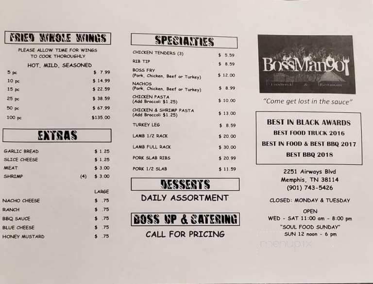 Boss Man Pit Stop - Memphis, TN menu_pic