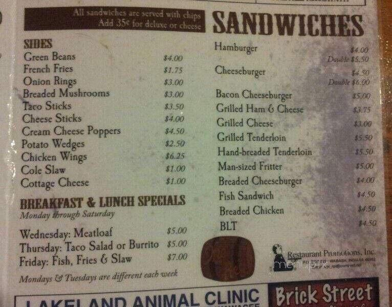 Keg Tavern - Leesburg, IN menu_pic