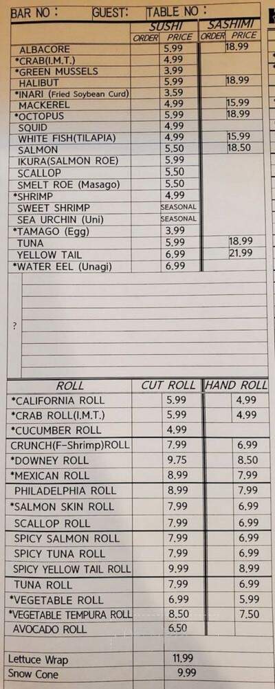 Kyoto Sushi - Downey, CA menu_pic