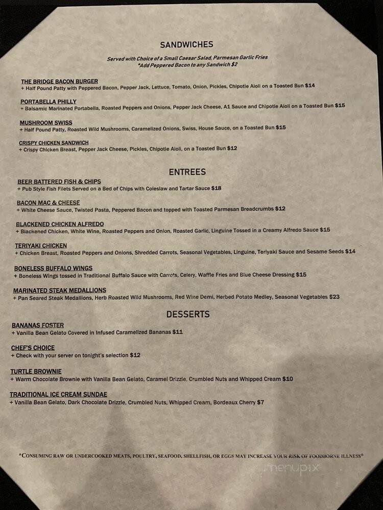 The Bridge Bistro + Lounge - Vancouver, WA menu_pic