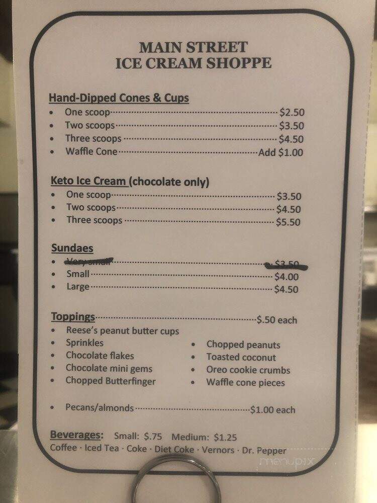 Main Street Ice Cream Shoppe & Old Fashion Soda Fountain - Lake Odessa, MI menu_pic