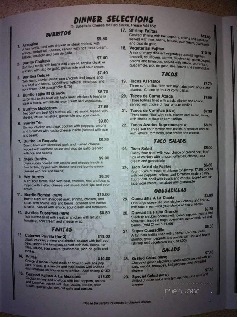 Los Cotorros Mexican - Sheridan, IN menu_pic