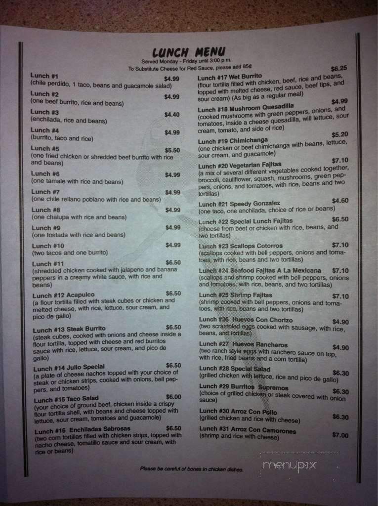 Los Cotorros Mexican - Sheridan, IN menu_pic