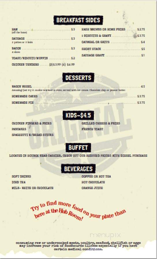 Hub Room - Wapakoneta, OH menu_pic