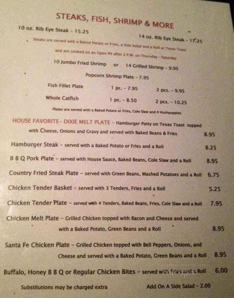 Eagle Rock Grill - Berry, AL menu_pic