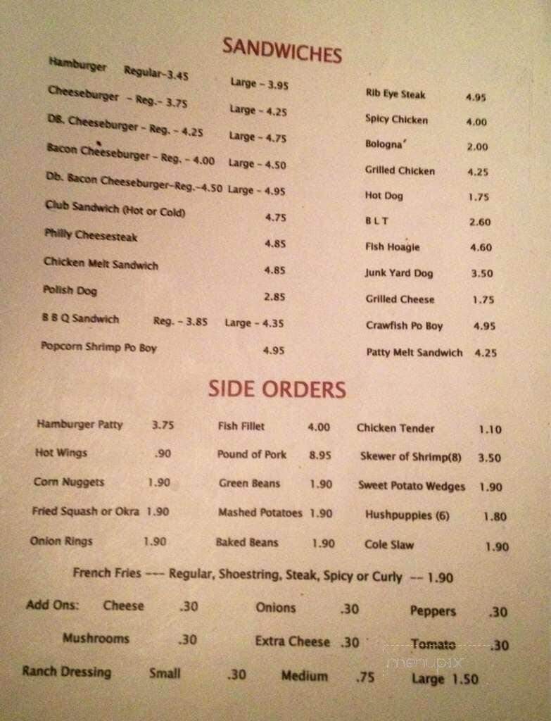 Eagle Rock Grill - Berry, AL menu_pic
