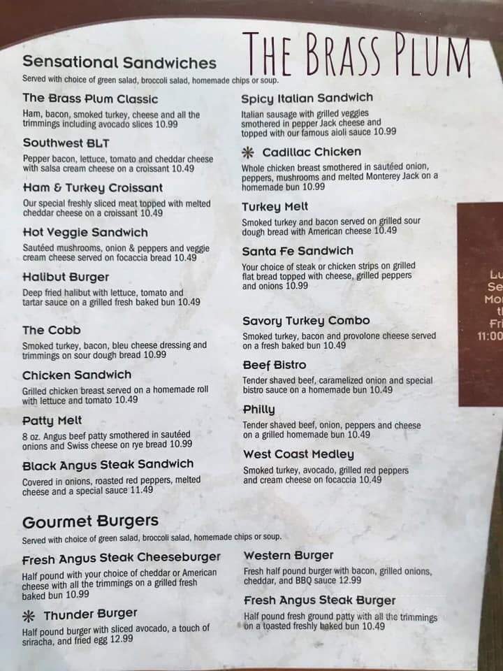 Brass Plum - Worland, WY menu_pic